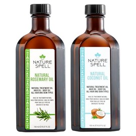 Nature Spell Rosemary & Coconut Hair Oil Duo, Promotes Hair Growth, Nourishes Skin - Hair Care & Rosemary Oil for Hair Growth, Vegan, Suitable for All Types, 2x150ml