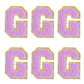 6 parches de felpilla con letras para planchar y letras universitarias, parches de felpilla autoadhesivos, parches bordados de chenilla, para ropa, gorro, camisa y bolsa (color morado G)