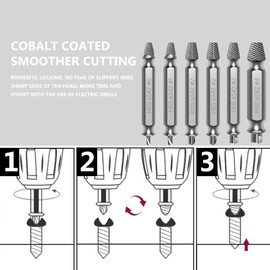 Ceeyoll 6 Piece Screw Extractor Set, Left Extractor, with 4 Spiral Drill Screws, Screw Extractor Set for Professional Drilling and Removing Damaged Screws