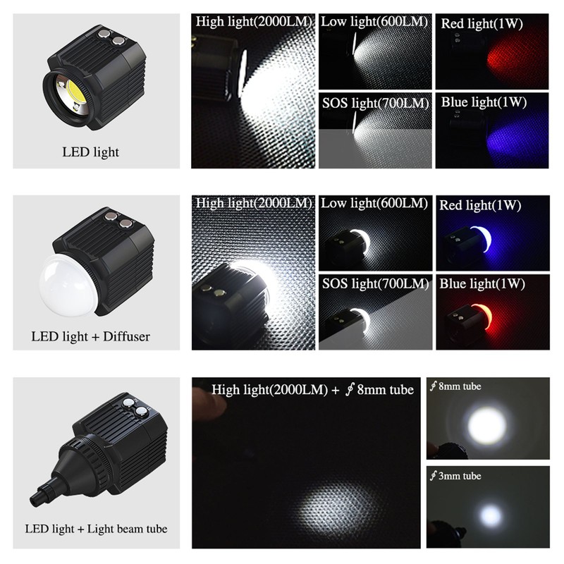 Mini Rechargeable LED Video Light Diving Photography Lamp Underwater 60M