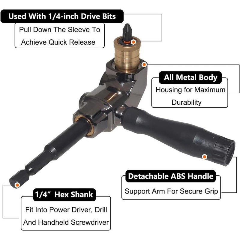 Candeon Right Angle Drill Attachment, Angle Drill Adapter, Angle Drill
