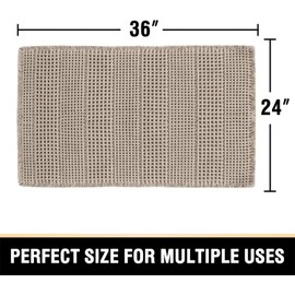LINGKY Bath Mat Non Slip Anti Mould 60x90 cm - Khaki Waffle Bathroom Mat Extra Soft & Comfortable Bathmat Machine Washable Super Water Absorption Shower Mat