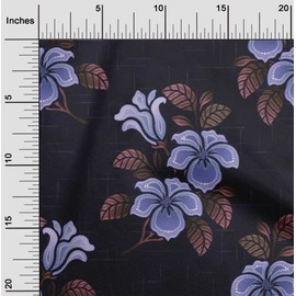 oneOone Velvet Blue Fabric Dotted Floral Sewing Fabric by The Yard Printed DIY Clothing Sewing Supplies 58 Inch Wide