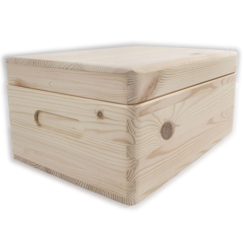 Wooden Chest Box with Lid & Etched Handles 29 x