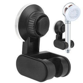Shower Head Holder Suction Cup,Bathroom Suction Cup Handheld ShowerHead Bracket,Shower Head Support Bracket Side Hook Wall Mount Adjustable Angle Shower Wand Holder(Black)