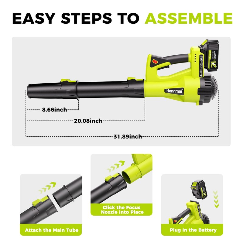 for Men Cordless Leaf Blower 21V: 500CFM 150MPH Electric Leaf