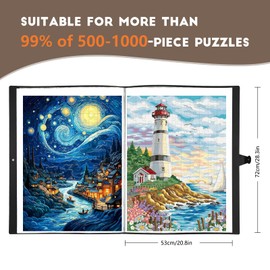 KOSTBAR Puzzle Storage Folder for 1000-Pieces with 24 Puzzle Saver Sheets, Puzzle Frame Accessories for Puzzle Organizers and Storage, Dustproof Puzzle Keeper, Gift for Puzzle Lovers