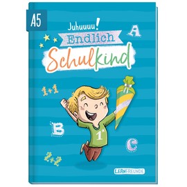 Endlich Schulkind! A5 memory album for school enrolment for boys by Häfft [blue] hard cover first day of school, gift for the school cone, climate-friendly and sustainable