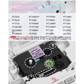 Labelife 6-Pack Compatible Brother P Touch Label Maker Tape, TZe TZ Tape 12mm 0.47 Laminated Color Label Tape for Brother PT-D210 PT-D220 PT-H110 PT-D610BT PT-D400, Pink/Blue/Purple/White/Yellow/Green