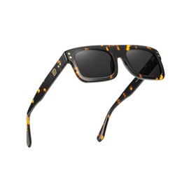 DUCO Retro Rectangle Polarized Sunglasses for Men Women Vintage Flat Top Acetate Sun Glasses UV400 Protection DC2360