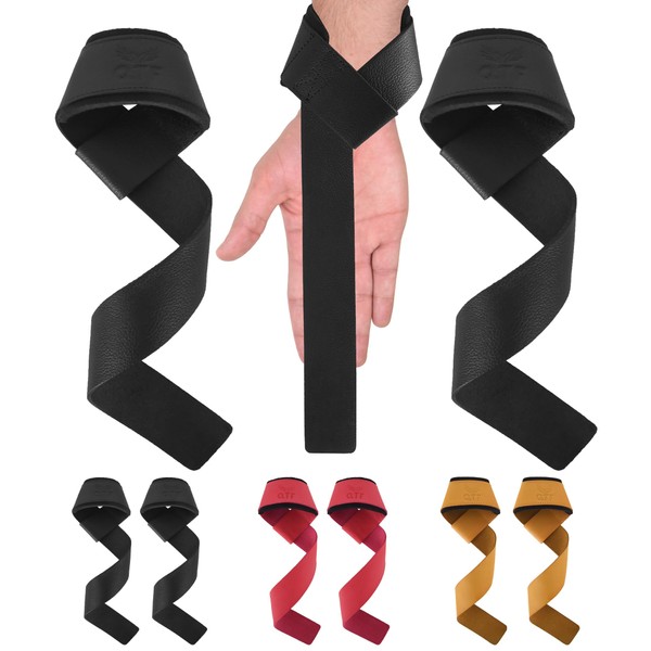 QTF Genuine Leather Lifting Straps, Wrist Assistance for Heavy Pulls,