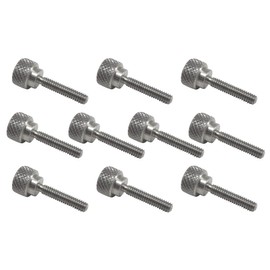 10 Pack 8-32 x 3/4 Inch Threads 303 Stainless Steel Diamond Knurled Thumb Screws Knobs with Straight Shoulders Right-Hand Threads SAE Flat Tip Uncoated