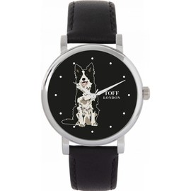 Toff London Black White Border Collie Dog Watch Women's 38 mm Case 3 ATM Waterproof Custom Designed Quartz Movement Luxury Fashionable, TLWS-21151