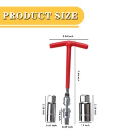 3 PCS T-Handle Spark Plug Wrench&Socket, 5/8 Inch and 13/16 Inch Spark Plug Socket, Non-Slip T-Handle Spark Plug Removal Tool, Fit for Motorcycles, Lawn Mowers and Small Motor Vehicles (Red&Silver)