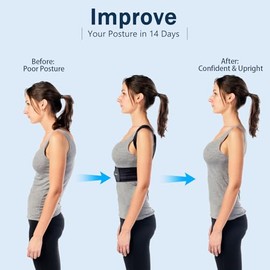 Corrector de postura para hombres y mujeres, cómodo soporte ajustable para la espalda, proporciona alivio del dolor para cuello, espalda, hombros, soporte de postura 76,2 - 132 cm de cintura, 38" - 50"waist Xl