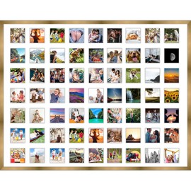 CountryArtHouse Bronze Collage Frame With Mat - 31x40 Solid Wood Frame For (63) 4" x 4" Photos - Gold Matted Instagram 4x4 Collage Photo Frame with Mat with Multi Opening Picture Matte