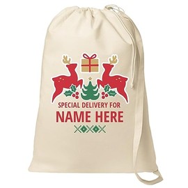 Custom Name Christmas Santa Sack: Canvas Laundry Bag