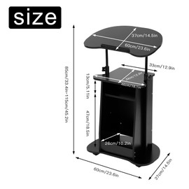 tonchean Lectern Podium Stand with Wheels Mobile Height Adjustable Church Classroom Lecture Portable Presentation Concert Teacher Rolling Podium for Meeting Teachers Pastor