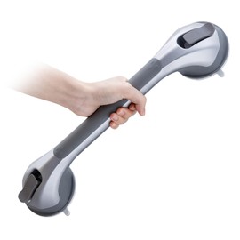 TAILI Shower Handles for Elderly Suction, 16 Inch Grab Bar Strong Suction Grab Bar, Bathroom Safety Grip for Seniors, Elderly, Handicap, No Drilling Waterproof, Silver