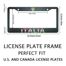 Smooffly Italy Flag and Italia Letter License Plate Frame Holder Stainless Steel Rust-Proof Auto Parts Decoration with Screws for Men Women License Plate Cover 2 Holes 12.2 x 6.3 Inch