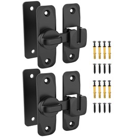 90/180 Degree Flip Barn Door Lock, Protect Privacy - Security Door Latch, Small Gate Latches Hardware for Barn, Garden, Bathroom, Cabinet, Window, Sliding Door (Black-2PCS)