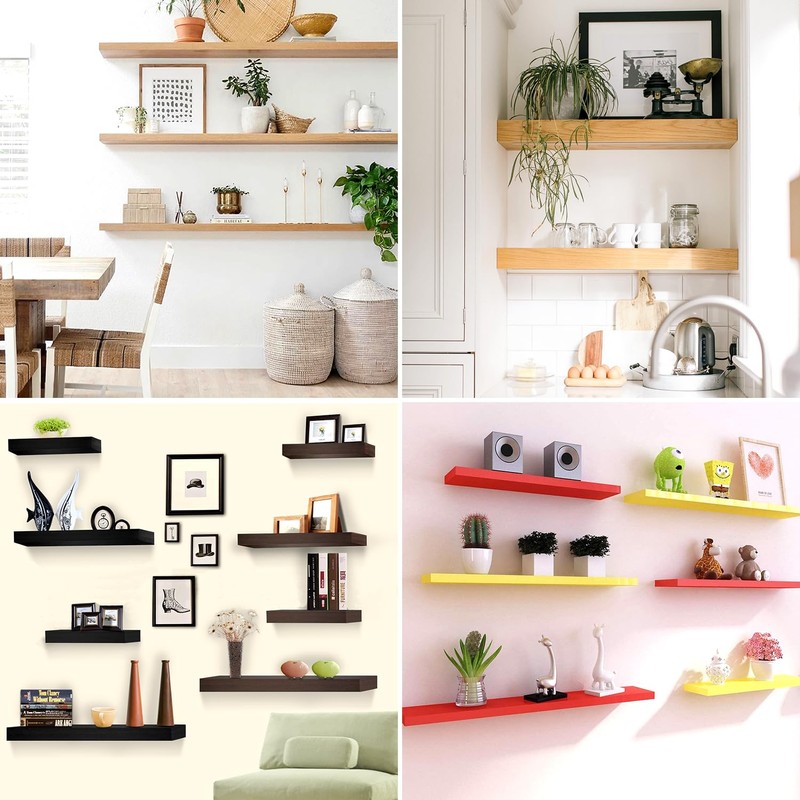 MLOQI 4 Pack Floating Shelf Brackets Heavy Duty, Black Invisible