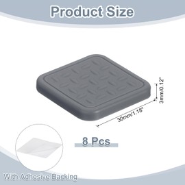 sourcing map 8Pcs Non-Slip Furniture Pads, 1.18" Square Anti Skid Rubber Caster Cups, Anti-Sliding Furniture Coasters, Anti Slide Floor Protectors Pads for Bed Couch Table (Grey)
