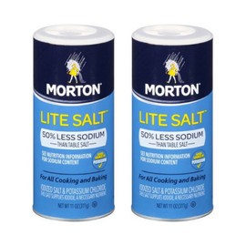 Morton Sal Lite, con la mitad del sodio de la sal de mesa, 11 onzas (paquete de 2)