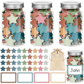 249 Pcs Boho Stars Reward Jars for Kids Classroom Coin Jars for Behavioral Rewards 225 Pcs Stars 20 Pcs Name Tags 1 Pcs Storage Bag Classroom Incentive Behavior Tools for Back to School Student