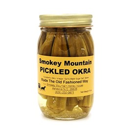 Smokey Mountain Honey House Pickled Okra - Homemade Gourmet Condiment - Sweet & Sour Taste - Made with Fresh Okra, Garlic & Specialty Spices - Unique & All Natural - Made The Old Fashioned Way - 16 oz