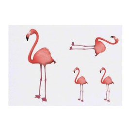 4 x 'Standing Flamingo' Temporary Tattoos - Water Resistant, Skin-Safe, Non-Toxic Transfers, Mixed Sizes (TO00085232)