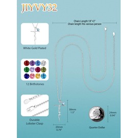 JIYVY32 White Gold Plated Faith Necklace March Birthstone Birthday Necklaces Gifts for Wife Mom Blue Aquamarine Pendant Wedding Jewelry Love Gift