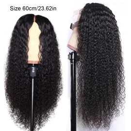 QEXUJOW Wigs, black long curly small curly African wig, women's wigs, synthetic wigs, suitable for party role play and daily use (24 inches)