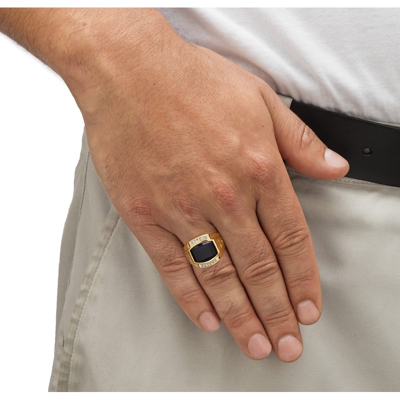 (10) - Men's 5.61 TCW Cushion-Cut Created Blue Sapphire and