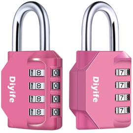 Diyife 2 Pack Candado de Combinación de 4 Dígitos, Candado por Contraseña Resistente a la Intemperie para Exteriores, Cerraduras Reajustables para Puerta, Cajas, Rosa