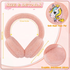 BTHRORO Unicorn Winter Ear Muffs Gloves Set for Girls, Cute Cartoon Winter Earmuffs Plush Mitten for Kids Warmer Outdoor Accessories