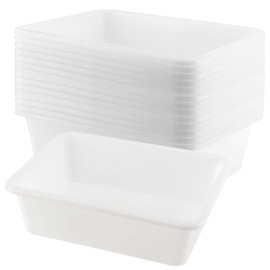 KOHAND 15 Pack 11 × 8 inch Plastic Art Tray Bulk, White Craft Serving Trays, Activity Rectangle Food Trays for Home, School, DIY Projects, Painting
