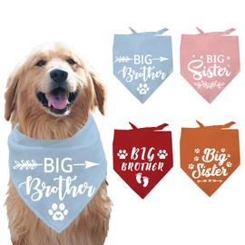 arricraft 4 Pcs Polyester Pet Bandanas, “Big Siste” Theme Dog Scarf Washable Triangle Fabric Pet Bandanas for Small Medium Large Dog and Cat Clothing Accessories Decorative