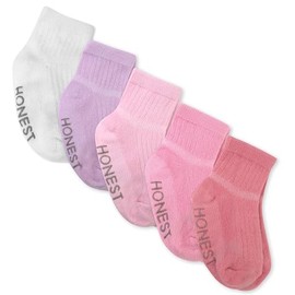 HonestBaby Multipack Cozy Socks Sustainably Made for Infant, Newborn Baby, Toddler, Kids Boys, Girls, 5-Pack Pink Ombre, 12-24 Months
