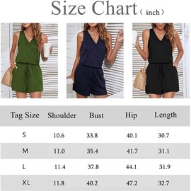 Leezepro Summer Jumpsuit Women's Elegant V-Neck Playsuit Casual Overalls Short Romper Plain Trouser Suit, darkblue