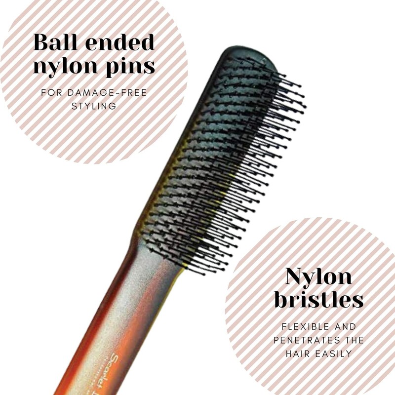 Scarlet Line Professional Medium Size Flat Hair Brush with Handle