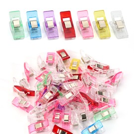 50 Pezzi Mollette per Cucito, Clip Multiuso in Plastica con Molla in Acciaio Inossidabile, Clip per Quilting Multiuso