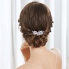 Allereya Crystal Pearl Wedding Hair Comb Barrette CZ Rhinestone Flower