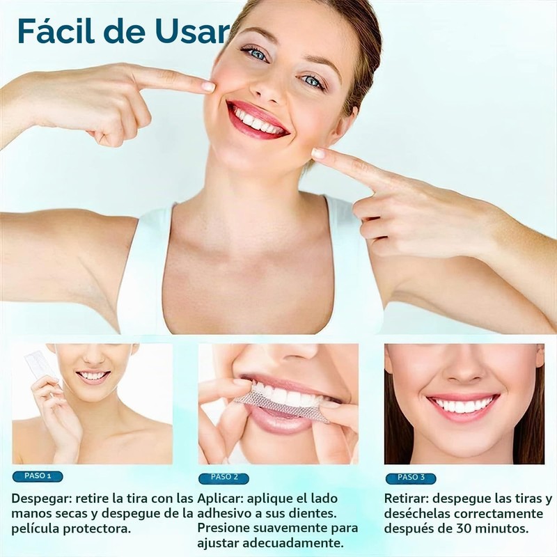 Bluemega Tiras Blanqueadoras Dentales, para Dientes Sensibles 7 Pares