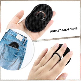 Pocket Palm Combs, Massager Hair Brush Comb Palm Combs for Men Beard Brush, Black pocket brush (4 Pcs Finger Type)