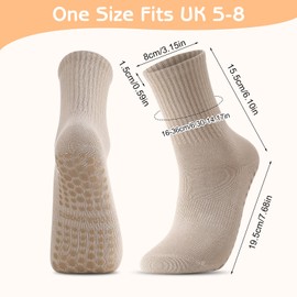 Zuimei 3 Pairs Yoga Grip Socks Women, Womens Long Pilates Socks, Non Slip Pilates Socks Grippy Socks Ladies, Mid-Calf Grip Socks Breathable Cotton Solid Socks for Yoga, Barre, Dance, Ballet, Fitness