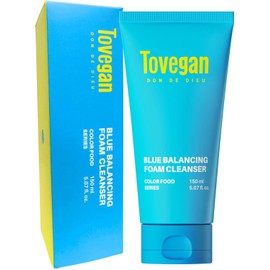  Tovegan Blue Balancing Foam Cleanser, 5.1 fl oz (150 ml), Weak Acid, Rough Skin, Pores, Facial Cleanser, Hypoallergenic, Additive-Free