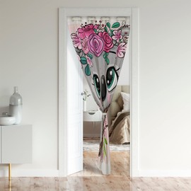 Erosebridal Cartoon Koala Door Curtain, Cute Koala Doorway Curtain, Cherry Blossom Rose Door Drape for Kids Baby Toddler, Nursery, Butterfly Branch Leaves Window Treatment, 1 Panel, 42" W X 80" L