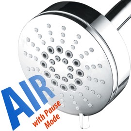 AirJet-300 High Pressure Luxury 6-setting Shower Head with High-Velocity Flow Accelerator(TM) Hydro-Engine for More Power with Less Water! Full Chrome Finish