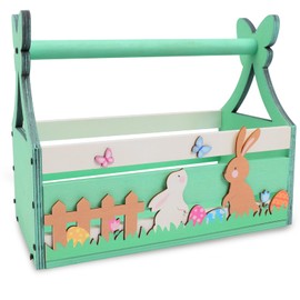 MONCAP Easter Basket Wooden Easter Basket Easter Bunny Basket Easter Box Easter Eggs Easter Nest Basket for Gift for Easter Decorations